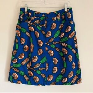 J. McLaughlin Blue African Wax Print A-Line Skirt Sz 8